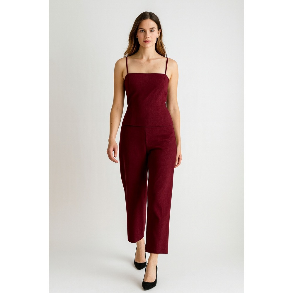 y2k vtg burgundy red tank top and pants 2 piece suit set‎